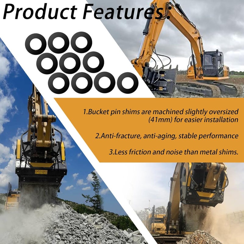 XTPTFABS 10PCS 40MM Excavator And Skid Steer Bucket Pin Shims Kit,Bucket Pin Shims Kit Compatible with Cat Kubota Deere Komatsu(40MM) - Image 4